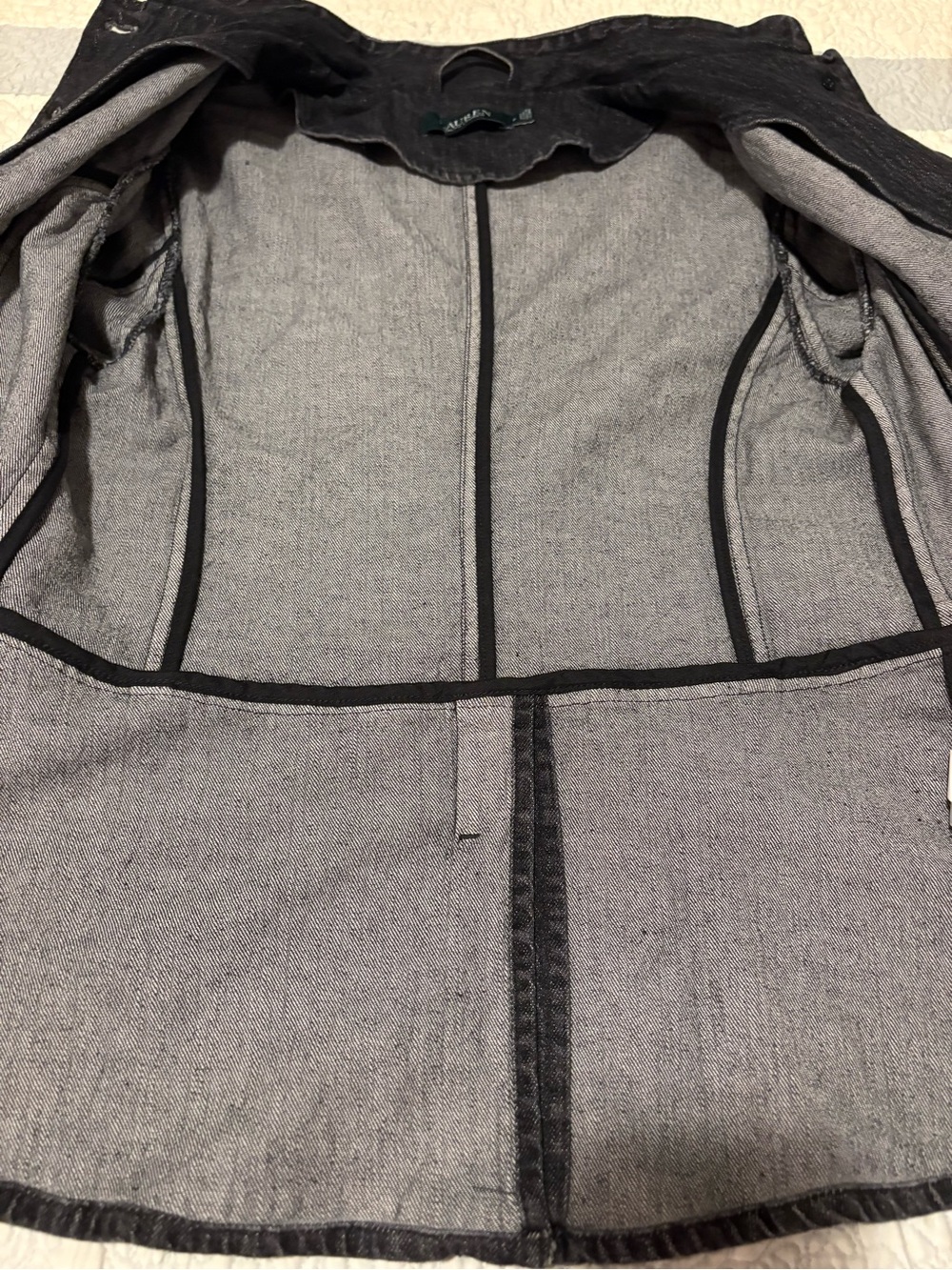 Ralph Lauren Military-Style Jacket - Black Wash Denim w Ornate Soutache Trim (6) - Picture 13 of 14